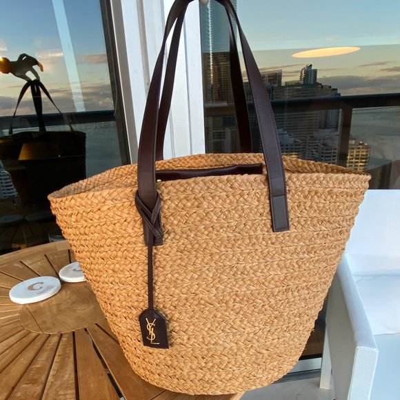 SOLD✨Saint Laurent Medium Panier Straw Tote - Picture 4 of 13